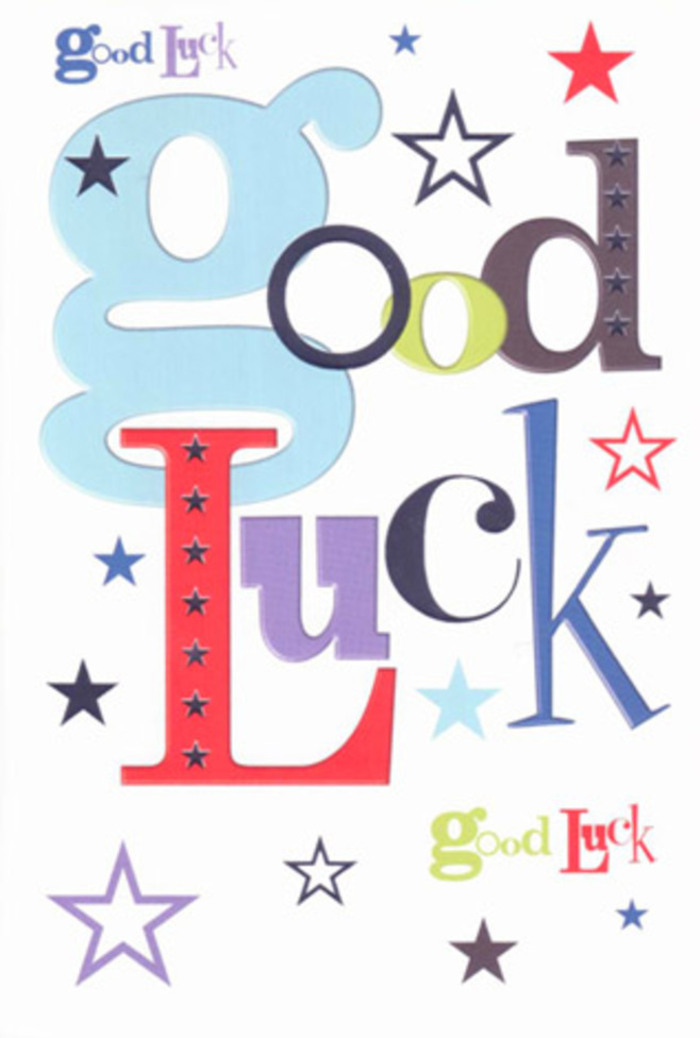 There is a sense of urban vibrancy and hope woven through this luck-themed card-a celebration designed for the light-filled offices and riverside apartments of Canary Wharf. Each letter in 'Good Luck' is rendered with verve and individuality: the soft pastel blue 'g' provides a calm anchor, while slender black, vivid red, and moss green letters bring energy and purpose to the arrangement. The card's lively stars-ranging through navy, lime, lavender, and leafy green-glimmer across the white background like city lights reflected in the docklands waters at dusk. The design radiates an understated cheer, as if the card itself is offering a moment of applause before a big deal is closed or a new chapter begins in a glass-tower office. Its ample white space lets the hues breathe, crafting a modern, aspirational mood reminiscent of a fresh bouquet delivered on a bright morning. The premium cardstock feels reassuring in hand, inviting the sender to press it into the palm of a colleague, friend, or family member ready to embark on their next challenge. Like the best gestures from Canary Wharf Flowers, this card is brimming with warmth, professionalism, and a quiet faith in possibility-an emblem of belief for journeys both near and far.