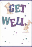 With cheer that feels right at home in Canary Wharf, this get well card shines with friendly optimism. Two sweet characters-a plush teddy bear and a bright-eyed puppy-appear to leap from the card as they joyfully hold and balance the bold, colourful letters of 'Get Well'. The expressive faces and soft, marker-like textures evoke feelings of tactile comfort, reminiscent of petting a plush toy or receiving a fresh bouquet from a trusted E14 florist. Rich indigo and teal hues pop from the creamy white background, while drifting starbursts in blue and purple scatter friend-like encouragement, twinkling like the evening lights of Jubilee Place. There's a distinct sense of lightness as the carefully rendered fur and floppy puppy ears invite touch and a sense of reassurance. This card's hopeful artwork, crafted with the mindful joy one finds in arranging flowers along the Wharf, delivers a comforting embrace for anyone in recovery throughout Canary Wharf-from quiet residential enclaves near Canary Riverside to the lively workplace towers, offering spirit-lifting warmth with every detail.